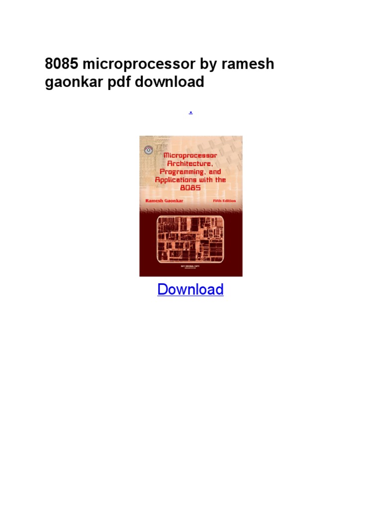 8085 microprocessor by ramesh s gaonkar pdf free download
